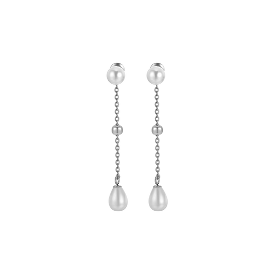 WOMEN'S STEEL EARRINGS WITH PEARLS