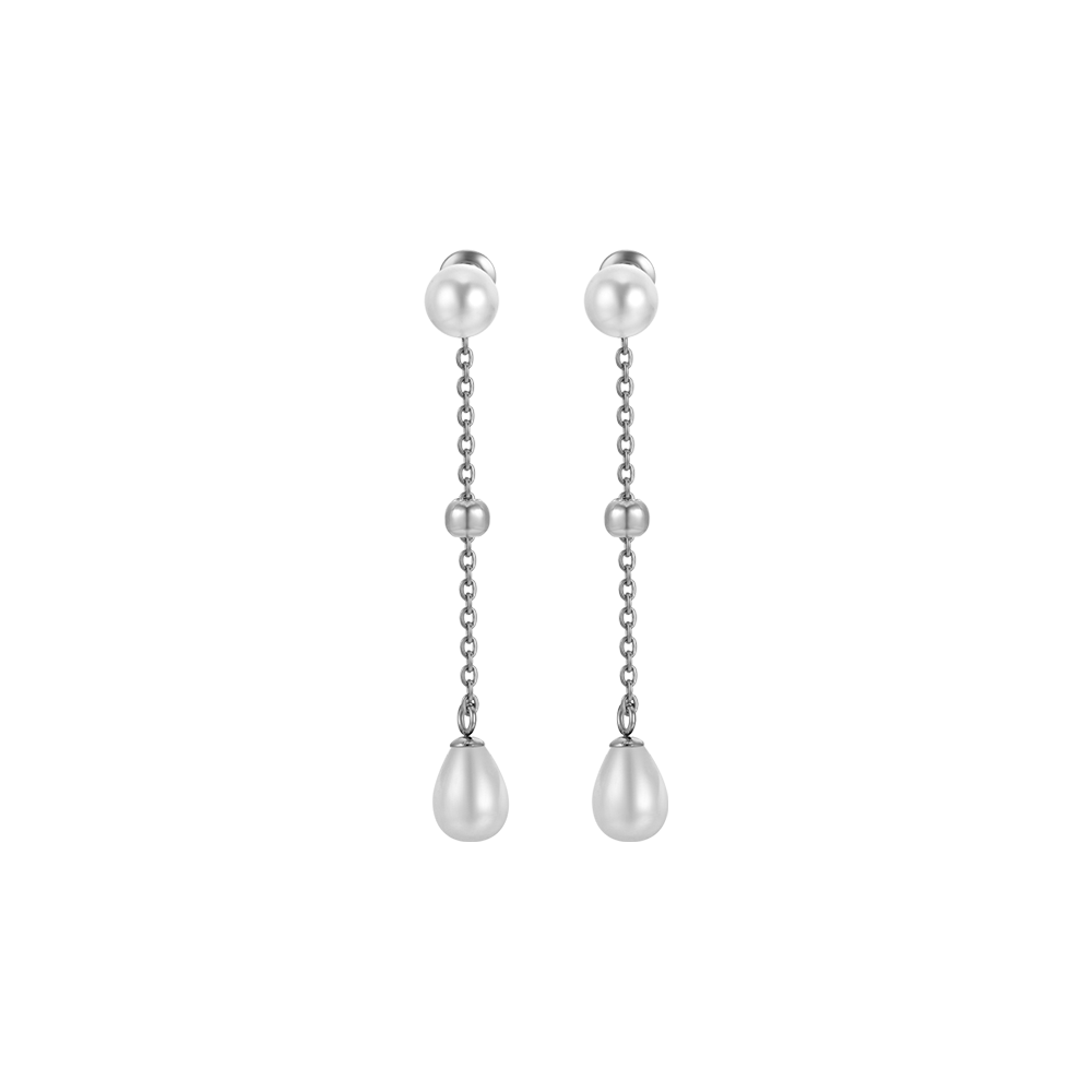 WOMEN'S STEEL EARRINGS WITH PEARLS