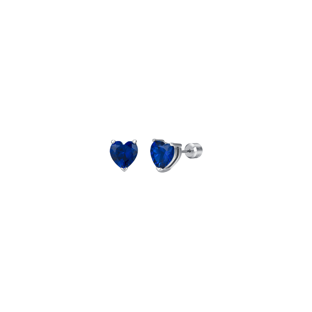 WOMEN'S STEEL EARRINGS WITH BLUE CRYSTAL HEARTS