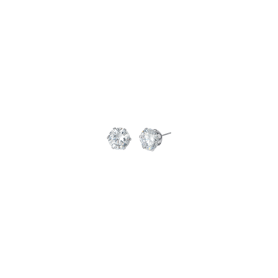 STEEL MEN'S EARRINGS WITH WHITE CRYSTALS