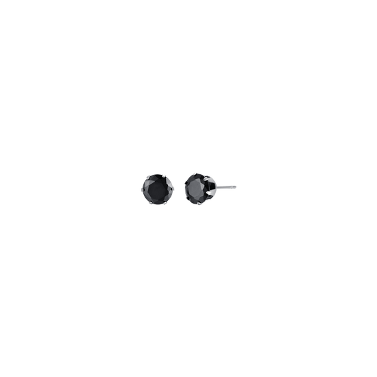 STEEL MEN'S EARRINGS WITH BLACK CRYSTALS