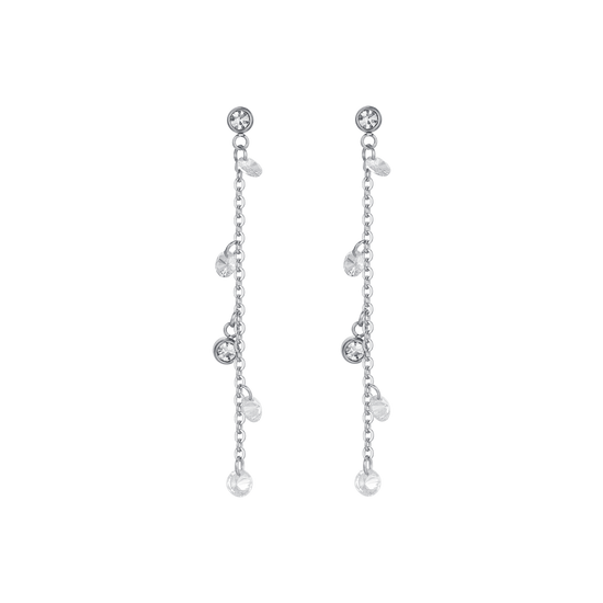 WOMEN'S STEEL EARRINGS WHITE CRYSTALS