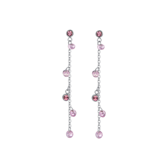 WOMEN'S STEEL EARRINGS PINK CRYSTALS