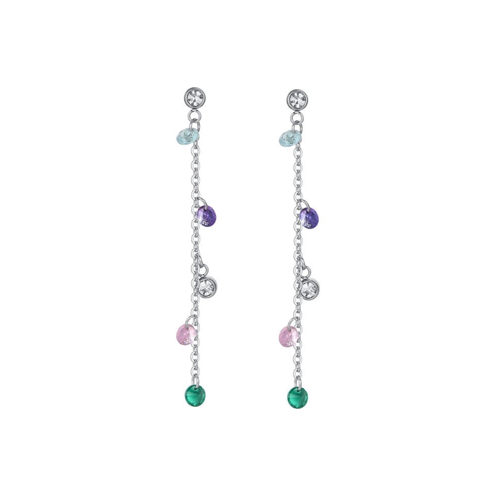 WOMEN'S STEEL EARRINGS MULTICOLOR CRYSTALS