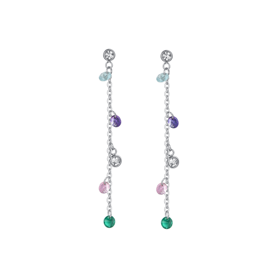 WOMEN'S STEEL EARRINGS MULTICOLOR CRYSTALS