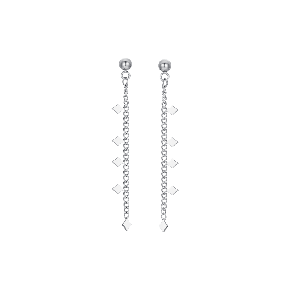 WOMEN'S STEEL EARRINGS WITH DIAMONDS