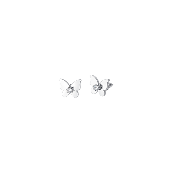 WOMEN'S STEEL BUTTERFLY AND CUBIC ZIRCONIA EARRINGS