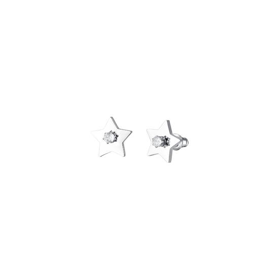 WOMEN'S STEEL STAR AND CUBIC ZIRCONIA EARRINGS