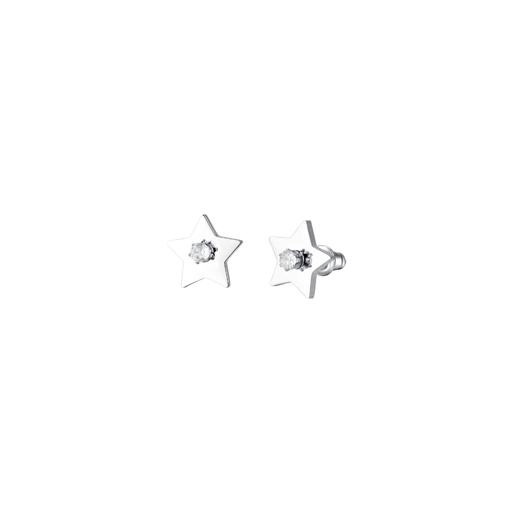 WOMEN'S STEEL STAR AND CUBIC ZIRCONIA EARRINGS