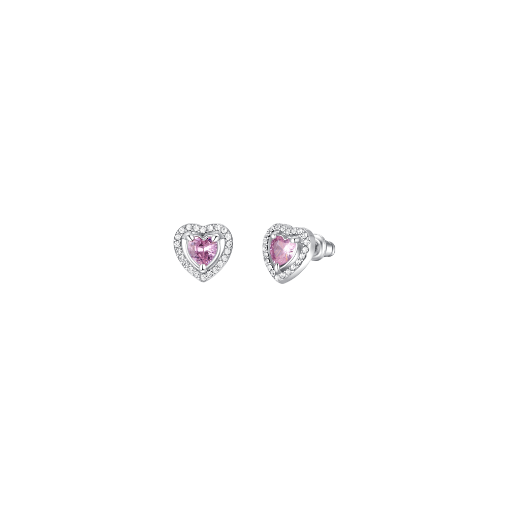 PINK ZIRCON HEART STEEL WOMEN EARRINGS