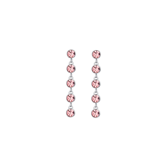 WOMEN'S STEEL EARRINGS PINK CRYSTALS