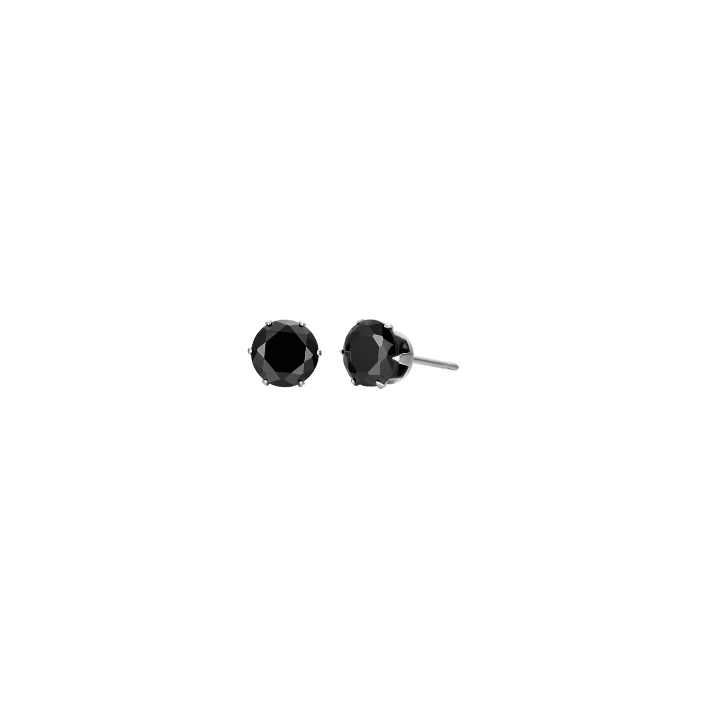 STEEL POINT LIGHT EARRINGS WITH BLACK CRYSTAL