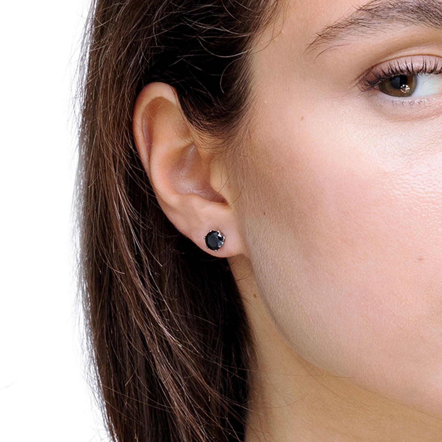 STEEL POINT LIGHT EARRINGS WITH BLACK CRYSTAL