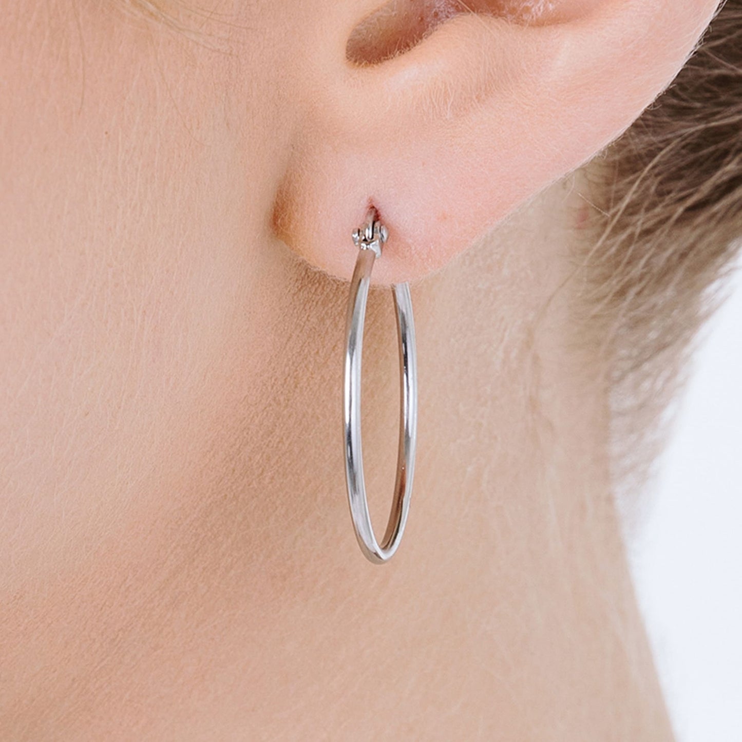 WOMEN'S STEEL HOOP EARRINGS DIAMETER 25MM