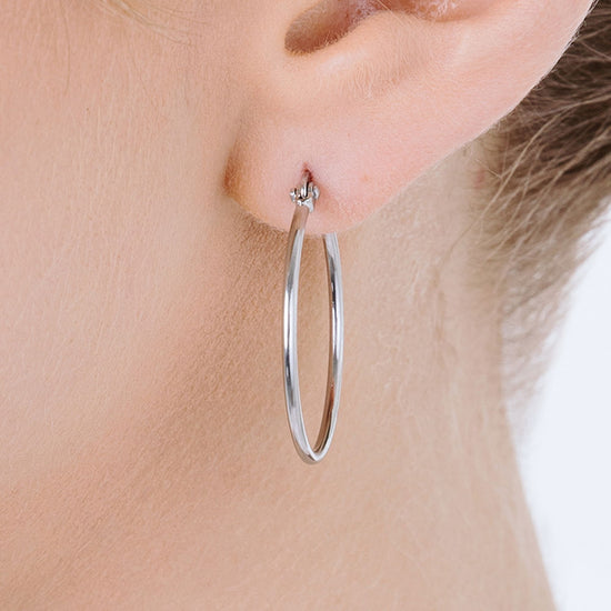 WOMEN'S STEEL HOOP EARRINGS DIAMETER 25MM