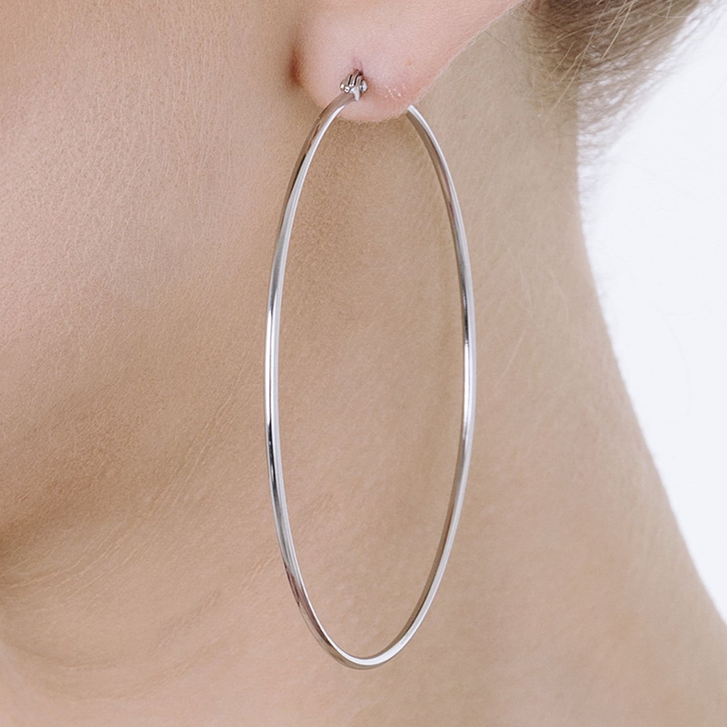 WOMEN'S STEEL HOOP EARRINGS DIAMETER 63MM