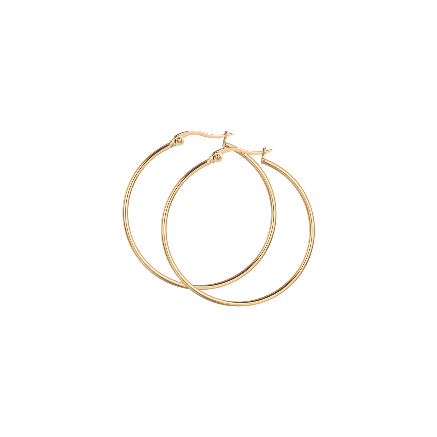 35MM DIAMETER GOLD PLATED STEEL WOMEN'S HOOP EARRINGS