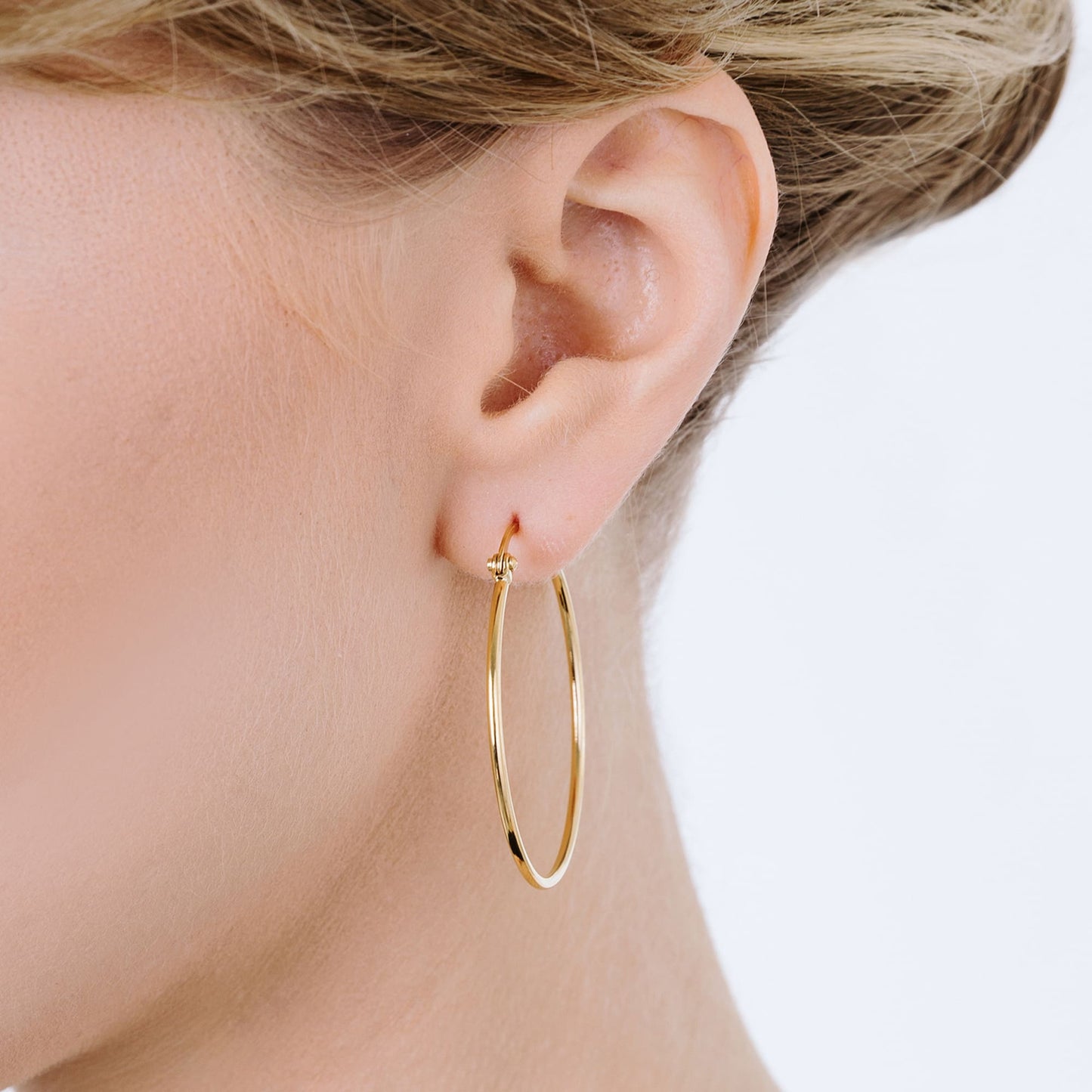 35MM DIAMETER GOLD PLATED STEEL WOMEN'S HOOP EARRINGS