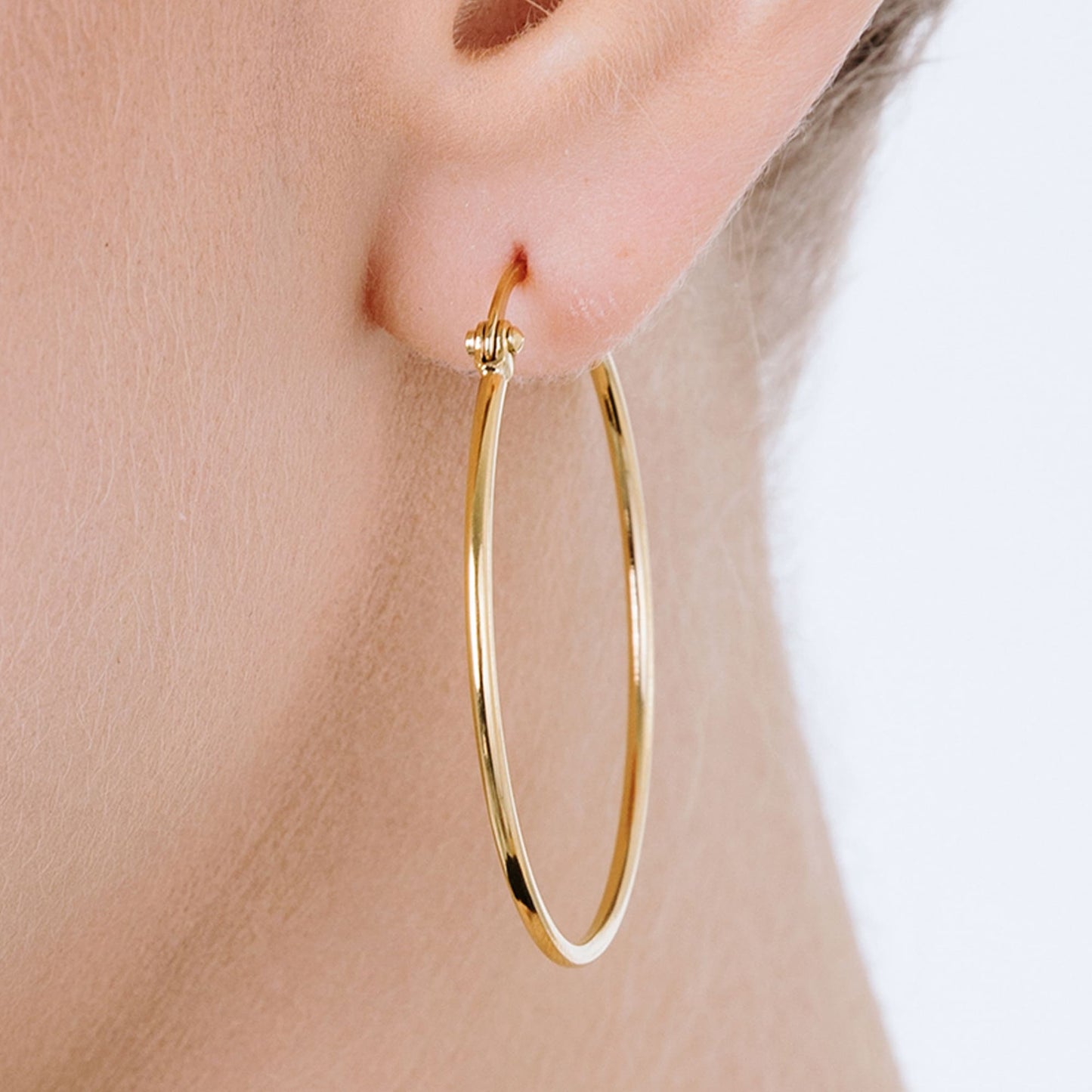 35MM DIAMETER GOLD PLATED STEEL WOMEN'S HOOP EARRINGS