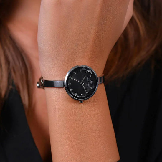 WOMAN'S WATCH IN STAINLESS STEEL Black Dial Luca Barra