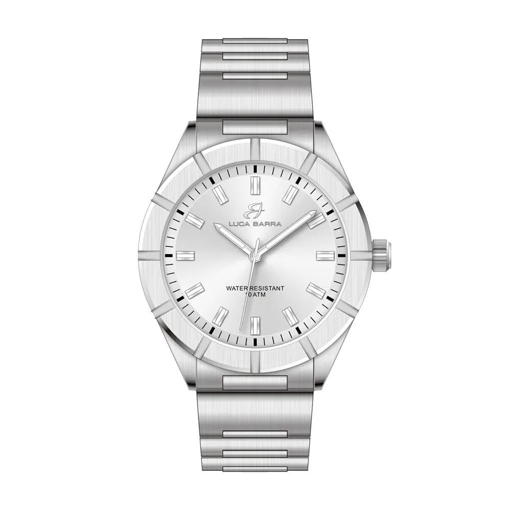 MAN'S WATCH IN STEEL WHITE QUADRANT Luca Barra