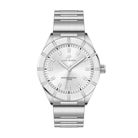 MAN'S WATCH IN STEEL WHITE QUADRANT Luca Barra