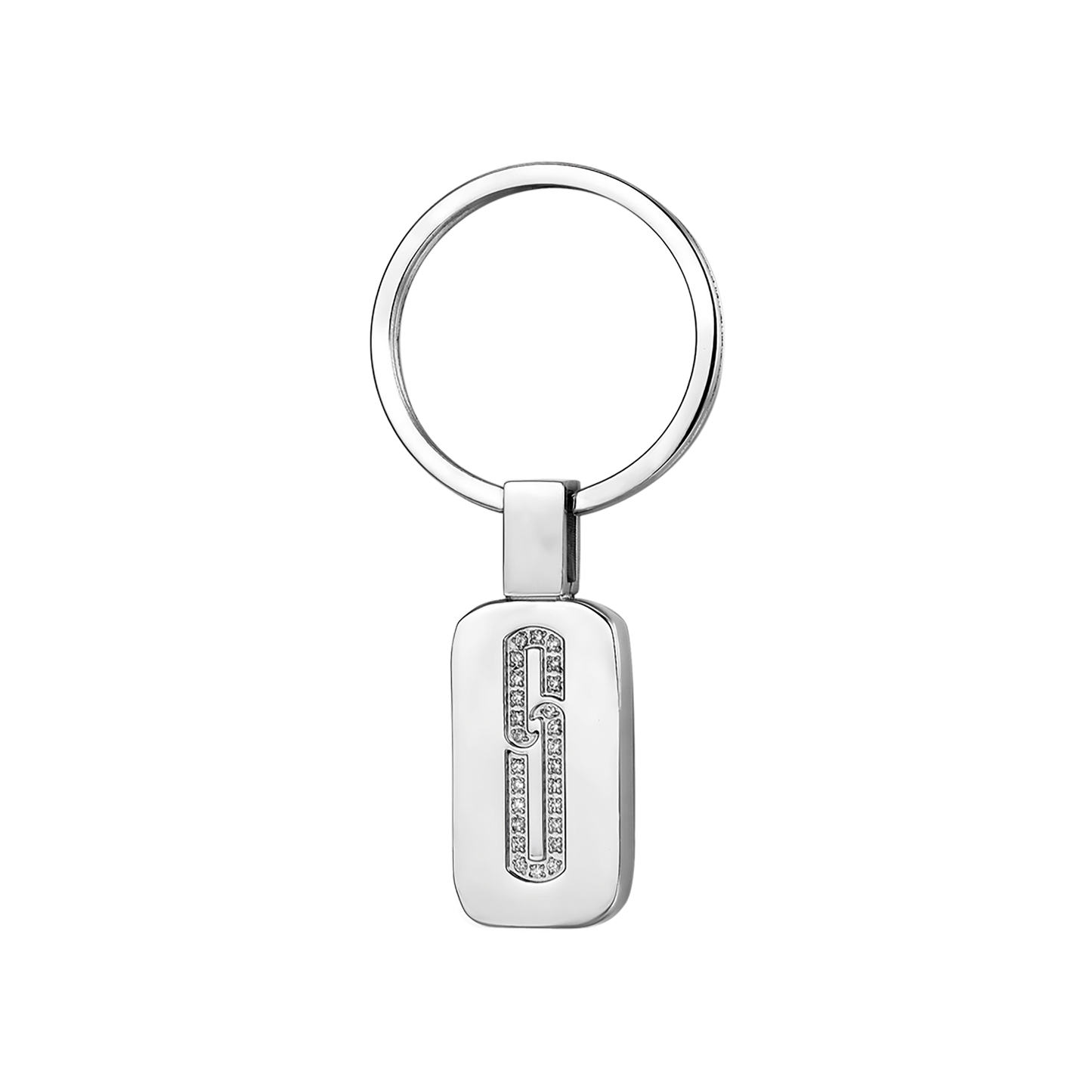 STEEL KEYCHAIN WITH WHITE CRYSTALS