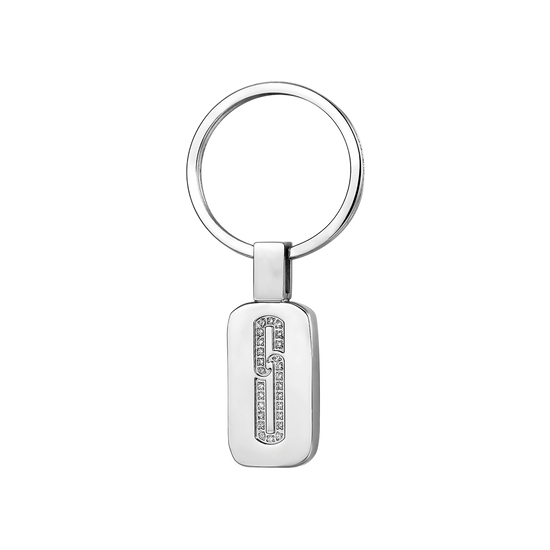 STEEL KEYCHAIN WITH WHITE CRYSTALS