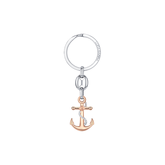 STEEL MEN'S KEYCHAIN WITH IP ROSE ANCHOR AND STEEL ELEMENT