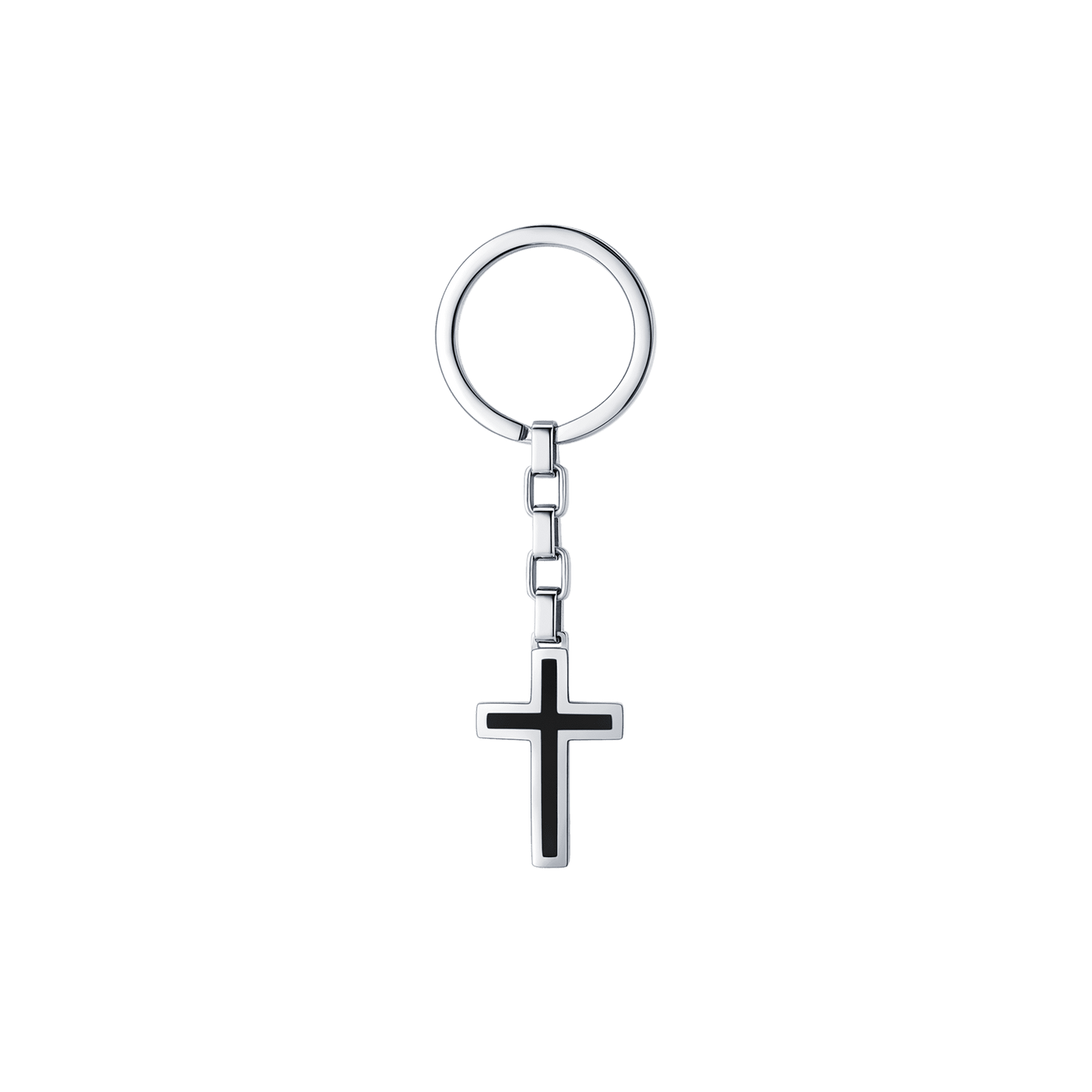 STEEL MAN KEYCHAIN WITH BLACK CROSS