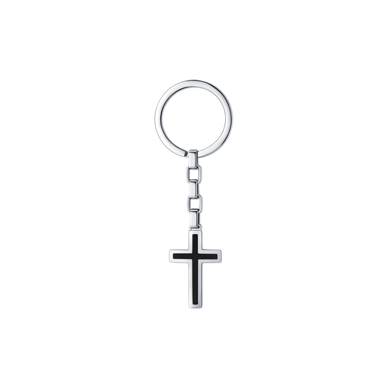 STEEL MAN KEYCHAIN WITH BLACK CROSS