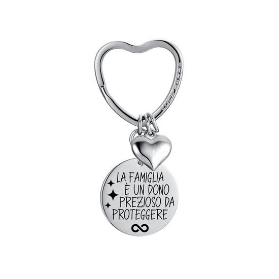 STEEL WOMAN'S KEYCHAIN KEYRING THE FAMILY IS A PRECIOUS GIFT TO PROTECT Luca Barra