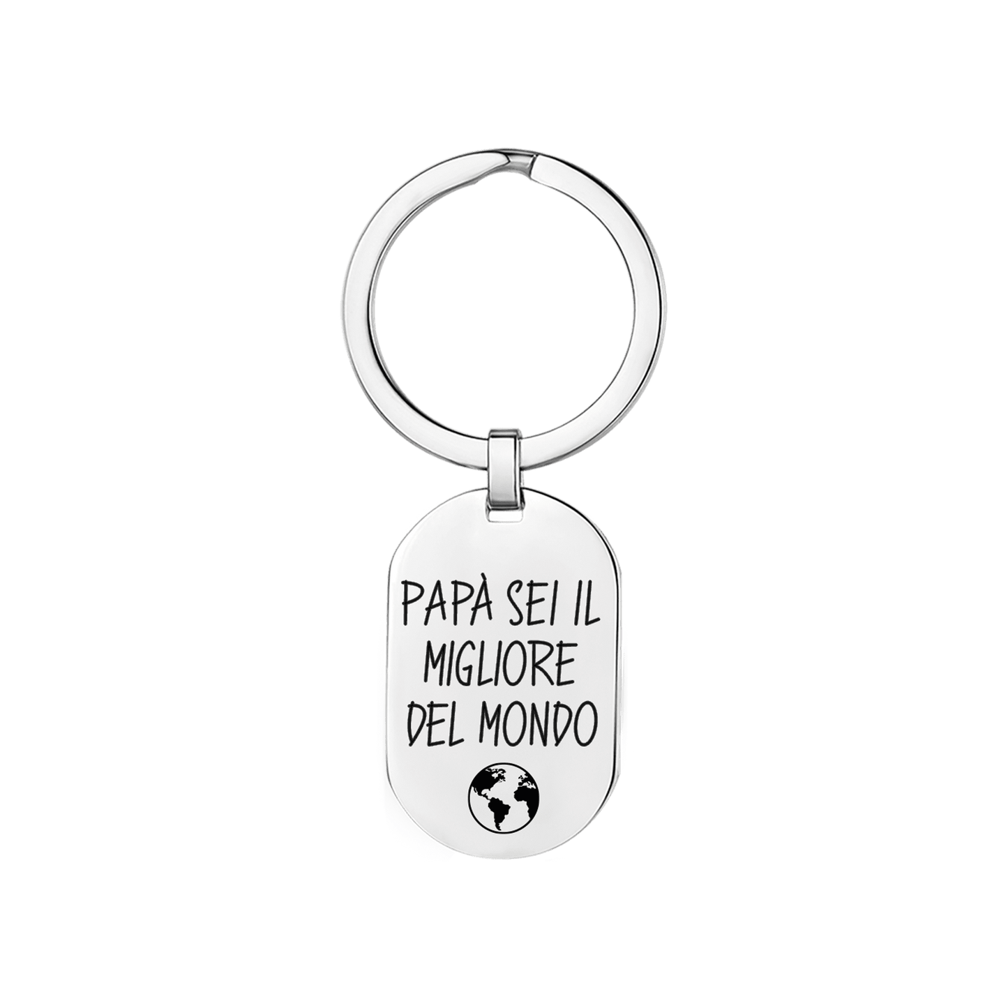 STEEL MEN'S KEYCHAIN WITH BLACK ENAMEL "DAD YOU'RE THE BEST IN THE WORLD"