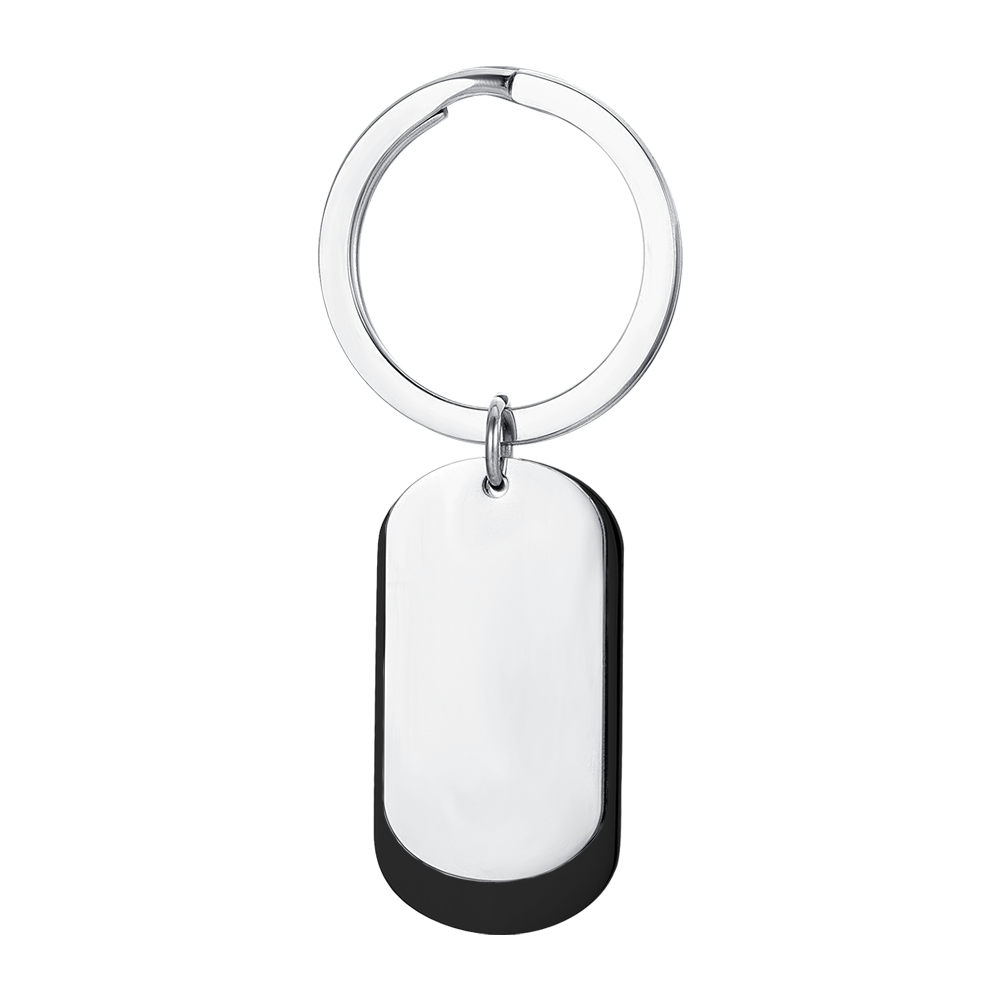 STEEL MEN'S KEYCHAIN WITH SILVER PLATES AND BLACK IP