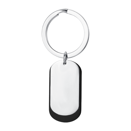 MEN'S STEEL KEYCHAIN WITH SILVER PLATES AND BLACK IP Luca Barra