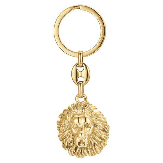 MEN'S IP GOLD STEEL LION HEAD KEYCHAIN