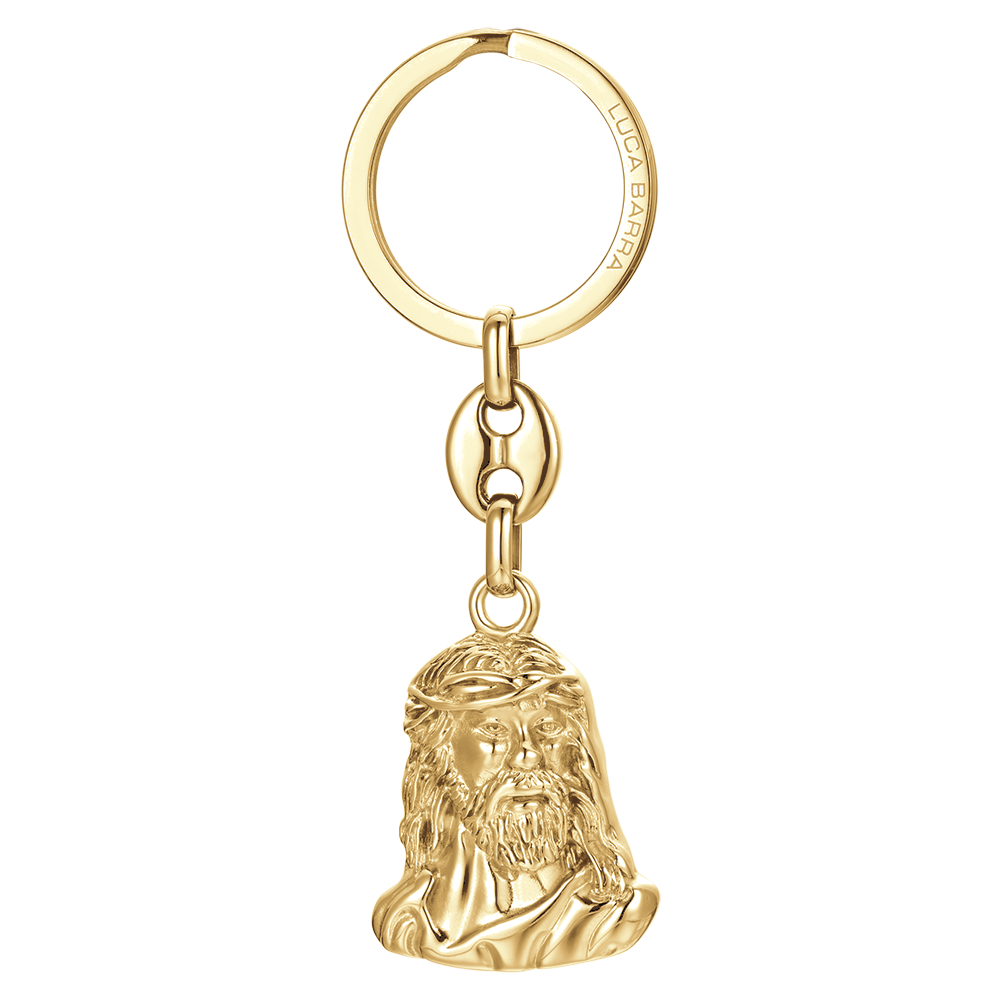 MEN'S IP GOLD STEEL KEYCHAIN HOLY FACE