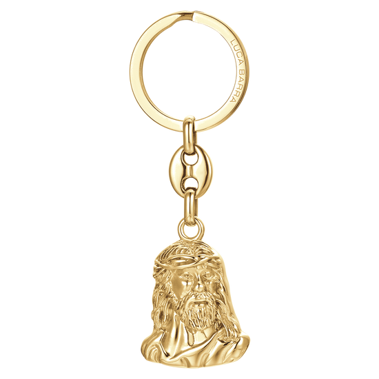 MEN'S IP GOLD STEEL KEYCHAIN HOLY FACE