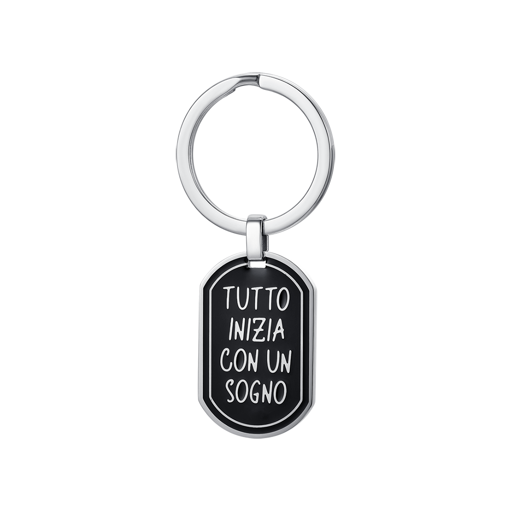 MAN'S KEYRING IN STEEL EVERYTHING BEGINS WITH A DREAM Luca Barra