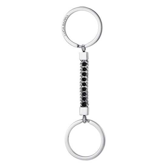 MEN'S STEEL ELEMENT KEYCHAIN WITH BLACK CRYSTALS