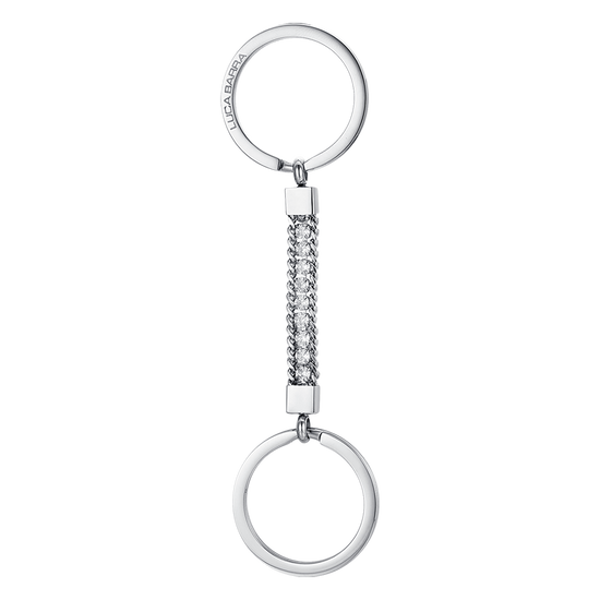 MEN'S STEEL ELEMENT KEYCHAIN WITH WHITE CRYSTALS