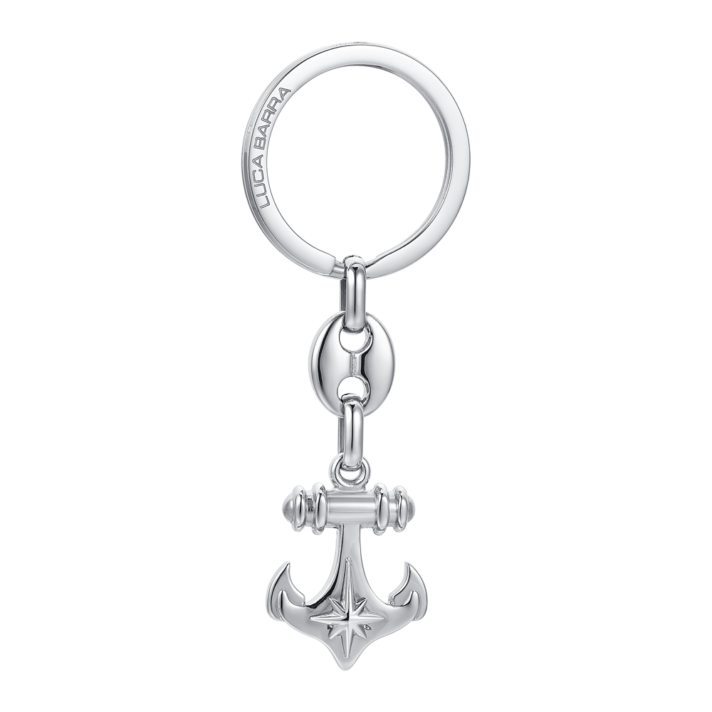 MEN'S STEEL ANCHOR AND COMPASS ROSE KEYCHAIN