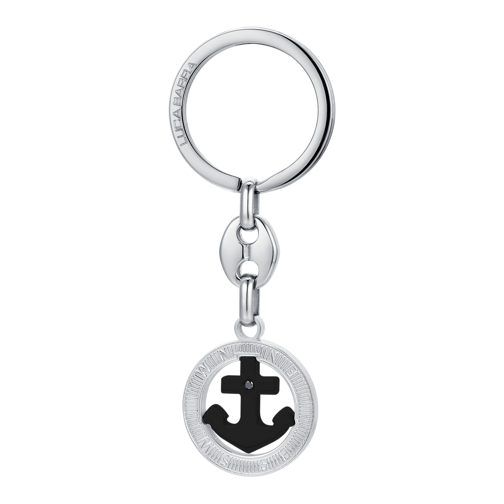 MEN'S KEYCHAIN IN STEEL ANCHOR IP BLACK Luca Barra