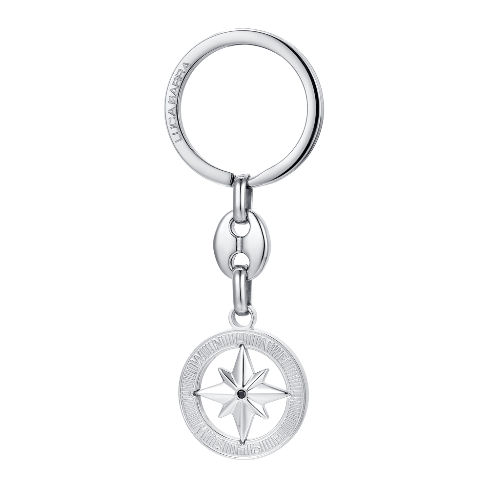 STEEL MEN'S KEYCHAIN WITH COMPASS ROSE