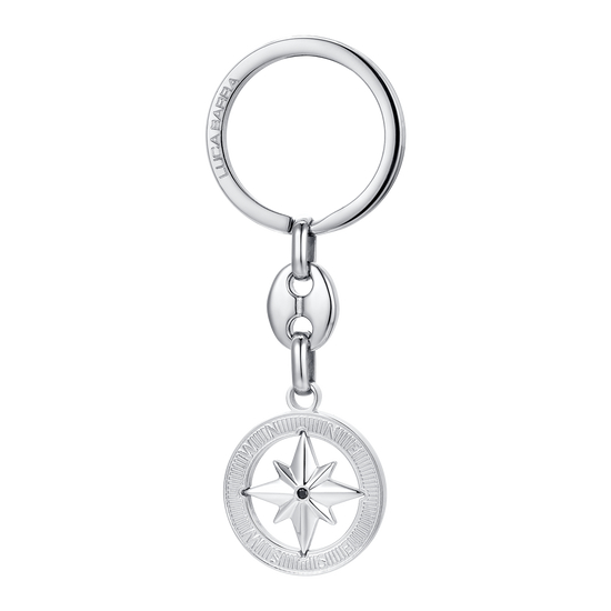 STEEL MEN'S KEYCHAIN WITH COMPASS ROSE