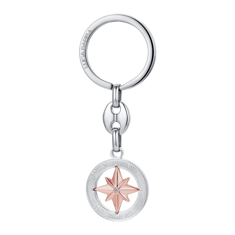 STEEL MAN KEYCHAIN WITH IP ROSE WIND ROSE