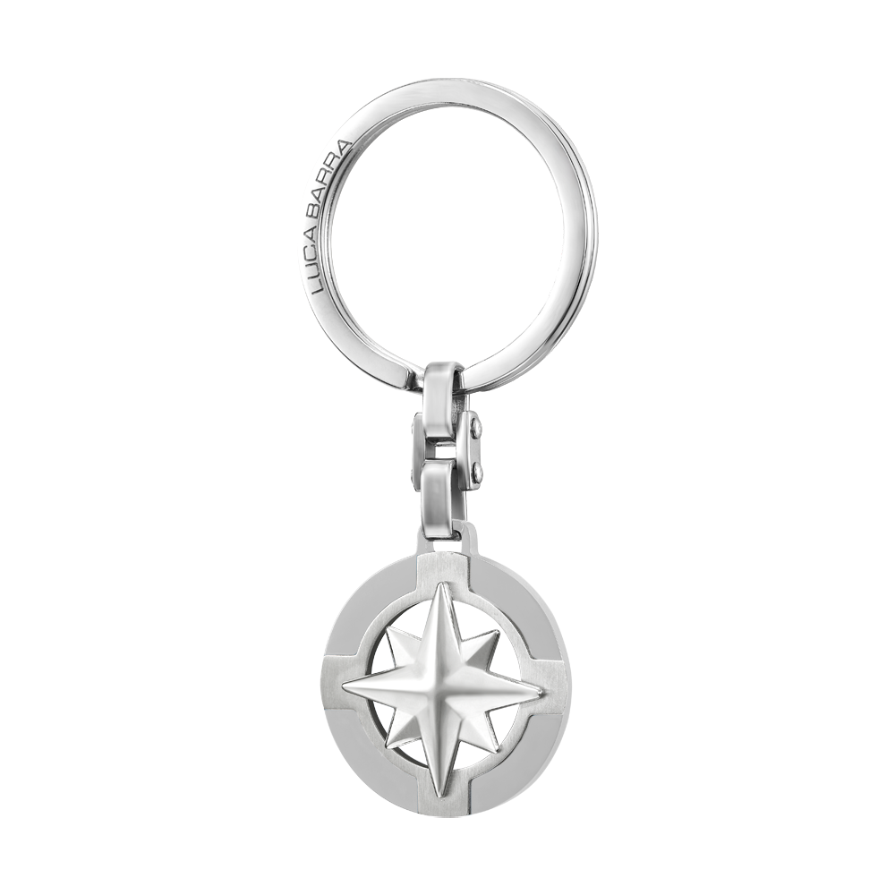 STEEL MEN'S KEYCHAIN WITH COMPASS ROSE