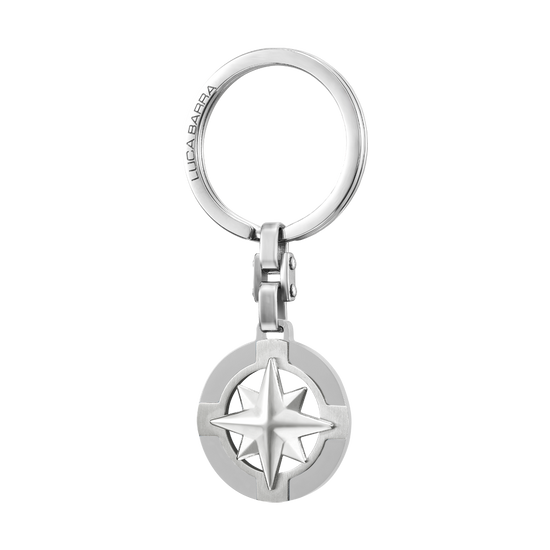 STEEL MEN'S KEYCHAIN WITH COMPASS ROSE